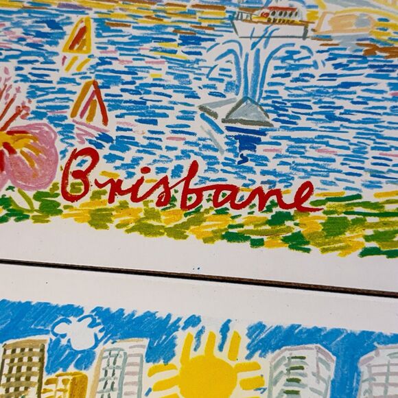 1983 Ken Done Australian City Placemats Trivets Set Sydney Melbourne Perth - Picture 7 of 14